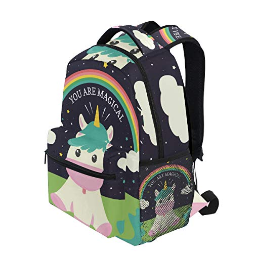 Mochila de moda portátil mochila divertido unicornio eres mágico viaje mochila para mujeres hombres niña niño escuela escuela escuela bolsa lona