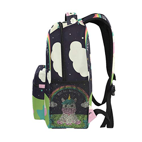 Mochila de moda portátil mochila divertido unicornio eres mágico viaje mochila para mujeres hombres niña niño escuela escuela escuela bolsa lona