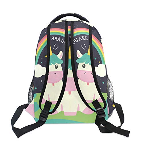 Mochila de moda portátil mochila divertido unicornio eres mágico viaje mochila para mujeres hombres niña niño escuela escuela escuela bolsa lona