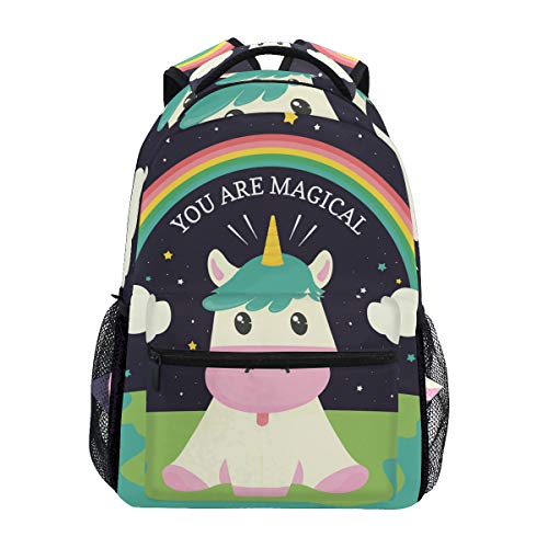 Mochila de moda portátil mochila divertido unicornio eres mágico viaje mochila para mujeres hombres niña niño escuela escuela escuela bolsa lona