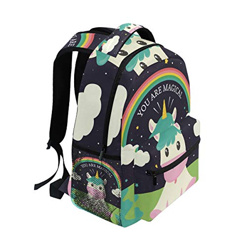 Mochila de moda portátil mochila divertido unicornio eres mágico viaje mochila para mujeres hombres niña niño escuela escuela escuela bolsa lona