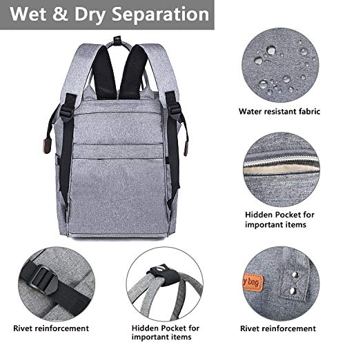 Mochila de Pañales Multifuncional, Weeygo Impermeable Oxford Bolso Pañal De Gran Capacidad Bolso de Viaje Para Bebés y Mamá con 2 Correas de Cochecito