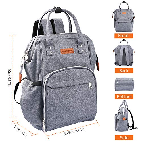 Mochila de Pañales Multifuncional, Weeygo Impermeable Oxford Bolso Pañal De Gran Capacidad Bolso de Viaje Para Bebés y Mamá con 2 Correas de Cochecito