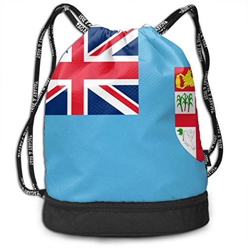 Mochila Mochila empaquetada Impresa en 3D, Bandera de Las Islas Fiji Mochila Azul con cordón/Bolsa de Viaje,