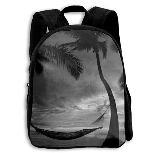 Mochila para niños, duradera, divertida para la vuelta al colegio, mochila de viaje al aire libre – hamaca de playa negra y blanca