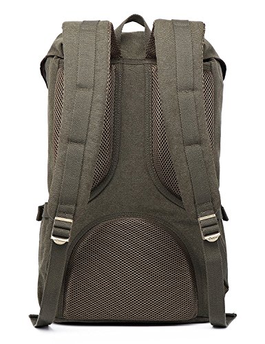 Mochila portátil KAUKKO Unisex Paquete de Ocio de Moda para excursiones al Aire Libre Viajes Camping (Lona Verde Ejército 2PCS)