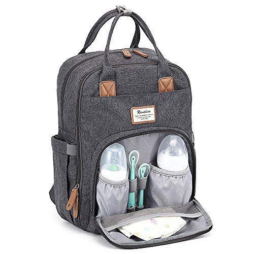 Mochilas para Pañales para Mamá y Papá, Gran Capacidad Bolso Cambiador Bebe con 16 Compartimentos y Cambiar de Mat, Unisex (Gris Oscuro)