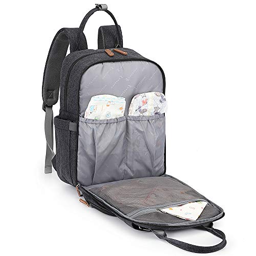 Mochilas para Pañales para Mamá y Papá, Gran Capacidad Bolso Cambiador Bebe con 16 Compartimentos y Cambiar de Mat, Unisex (Gris Oscuro)