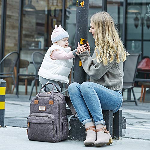 Mochilas para Pañales para Mamá y Papá, Gran Capacidad Bolso Cambiador Bebe con 16 Compartimentos y Cambiar de Mat, Unisex (Gris Oscuro)