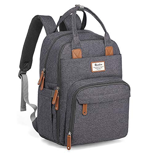 Mochilas para Pañales para Mamá y Papá, Gran Capacidad Bolso Cambiador Bebe con 16 Compartimentos y Cambiar de Mat, Unisex (Gris Oscuro)