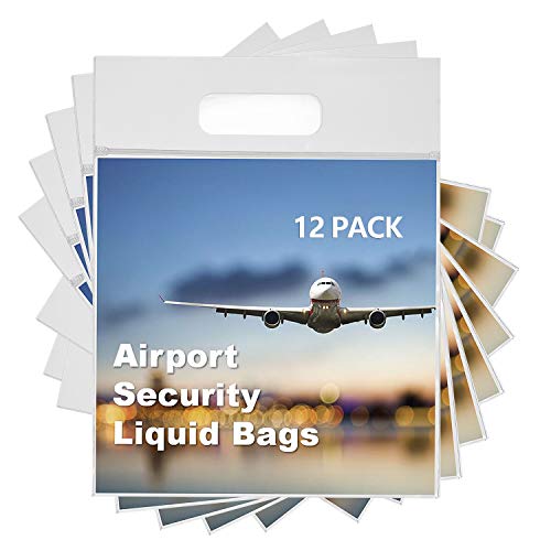 MOCOCITO Neceser y Bolsa Transparente para Líquidos en el Equipaje de Mano.Bolsas de Líquidos para Viaje en Avión, Plástico y Resellable con Dimensión de 20 x 20cm y Capacidad de un litro [12 Pcs]