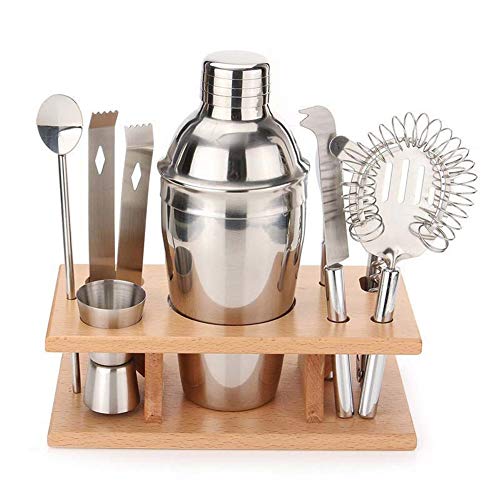 Moda Kit Cocteleria Profesional Juego de Coctelería Acero Inoxidable 9 Piezas Cocteles de Cóctel Set Cocktail con Soporte Kit para Hacer Cócteles (Size : 550ML)