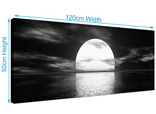 Modern Black and White Canvas Wall Art of a Tropical Ocean Sunset - Sea Canvas Pictures - 1003 - WallfillersÃ‚Â® by Wallfillers