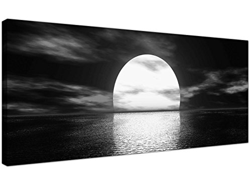 Modern Black and White Canvas Wall Art of a Tropical Ocean Sunset - Sea Canvas Pictures - 1003 - WallfillersÃ‚Â® by Wallfillers
