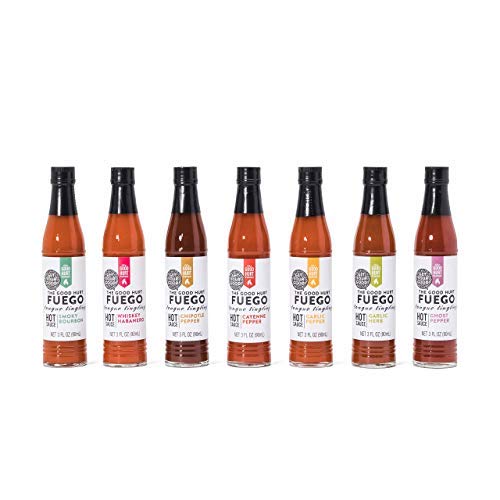 Modern Gourmet Foods, Set de Regalo Muestrario de Salsas Picantes "The Good Hurt Fuego", Set de 7 Salsas de Chile Picantes, 90 ml en cada una