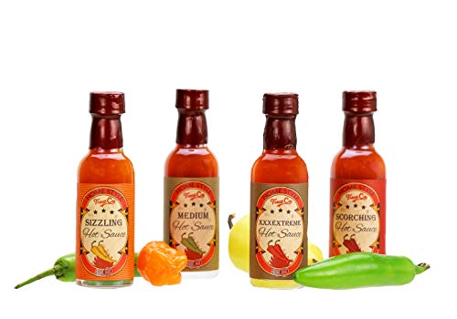 Modern Gourmet Foods, Set de Regalo Salsas Picantes "Inferno Chilli", Incluye 4 Sabrosas Salsas Picantes de Chile