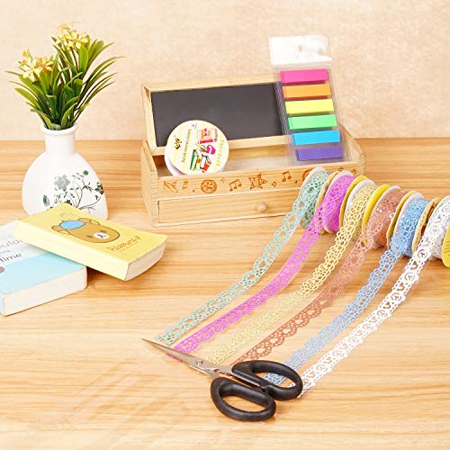 moinkerin 7 Rollos Cinta de Encaje Cintas Autoadhesivas Decorativas Washi Cinta para DIY Scrapbooking Manualidades