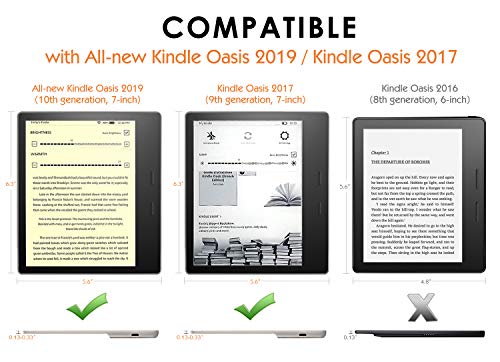 MoKo Funda Compatible con All-New Kindle Oasis (9th and 10th Generación Solo, 2017 and 2019 Release) - Superior Voltear Vertical Funda con Auto Sueño/Estela - Noche Estrellada