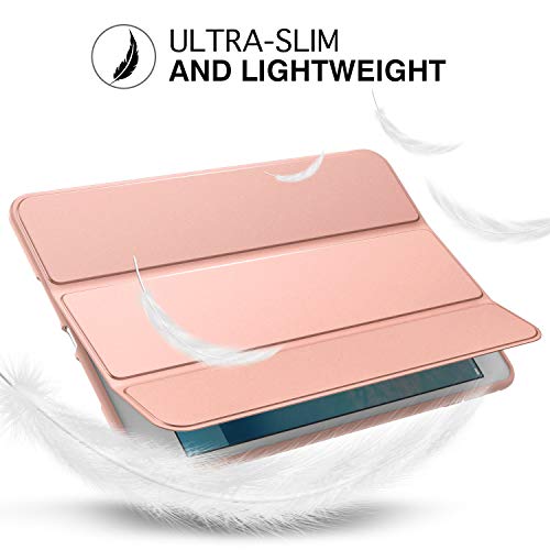 MoKo Funda Compatible con iPad Mini 3/2 / 1, Superior Delgada Protectora Case con Tapa Trasera Esmerilada Translúcida Compatible con Apple iPad Mini 1/Mini 2/Mini 3 - Oro Rosa