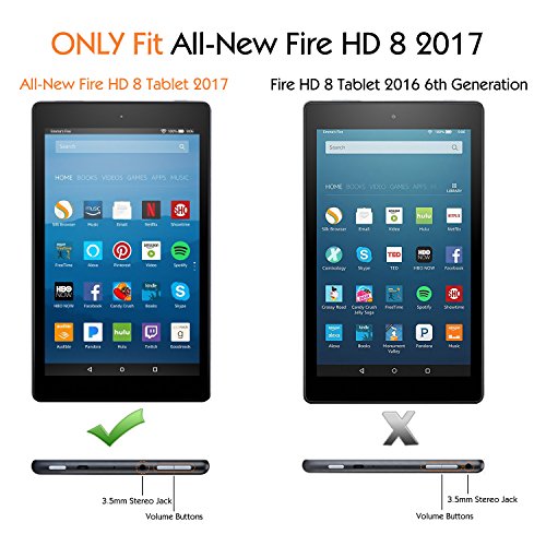 MoKo Nuevo Amazon Fire HD 8 2018 2017 Funda - Ultra Slim Función de Soporte Plegable Smart Cover Stand Case para All-New Fire HD 8 Tablet, Álbo de la Suerte (Auto Sueño/Estela)