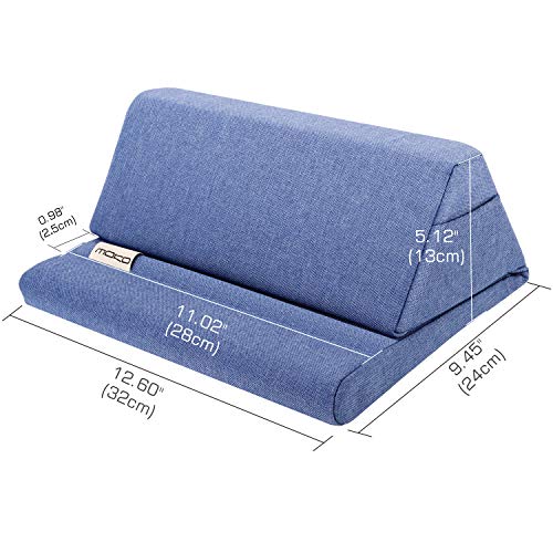 MoKo Soporte de Almohada Compatible con New iPad Air 3rd Gen, iPad Mini 5th Gen, iPad Pro 11, iPad 10.2" 2019, Soporte de Almohadas de Tableta hasta 11" para Samsung Galaxy Tab - Denim Azul