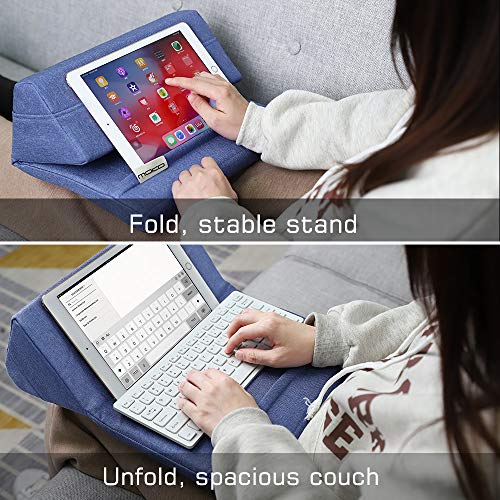 MoKo Soporte de Almohada Compatible con New iPad Air 3rd Gen, iPad Mini 5th Gen, iPad Pro 11, iPad 10.2" 2019, Soporte de Almohadas de Tableta hasta 11" para Samsung Galaxy Tab - Denim Azul
