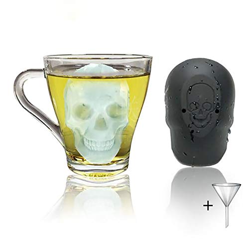 Molde de hielo 3D, bandeja de silicona para congelador, para ginebra, whisky, cóctel y copas de licor para niños, decoración de helado y postre Calavera grande