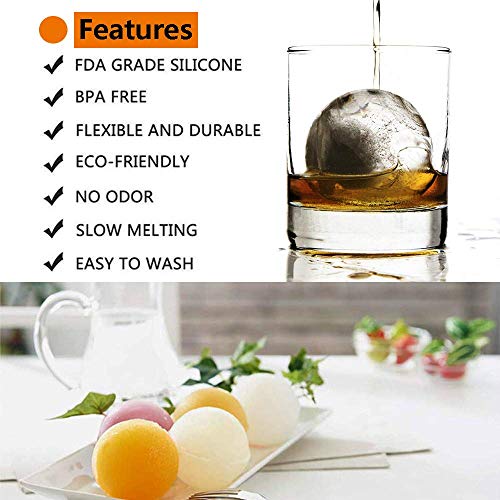 Molde de silicona para bola de hielo, molde redondo de silicona de 6 x 6 cm, perfecto para whisky japonés, cócteles y cualquier bebida