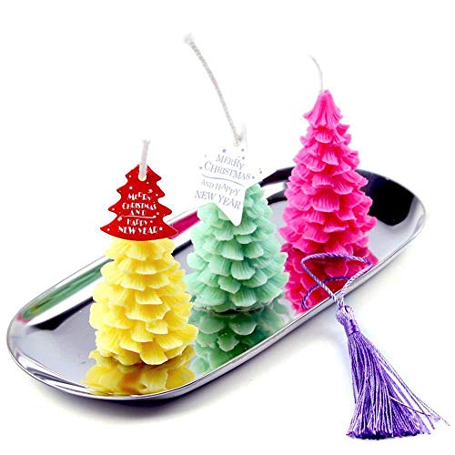 Molde de vela de árbol de Navidad 3D, 2 piezas Molde de vela de silicona Moldes para hornear Moldes de jabón para bricolaje Pastel de Navidad Fondant Decoración de dulces Jabón Fabricación de velas