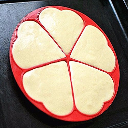 Molde Gofres Silicona, Moldes Waffle, Galletas para Tarta Muffin Cocina Herramientas, Rojo