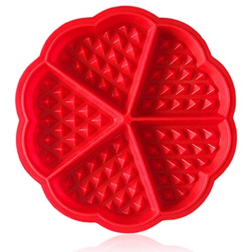 Molde Gofres Silicona, Moldes Waffle, Galletas para Tarta Muffin Cocina Herramientas, Rojo