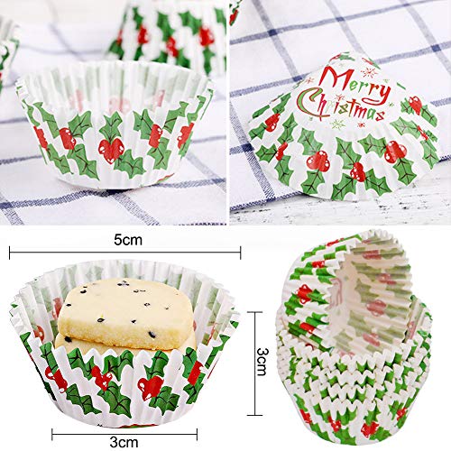 Moldes de papel para magdalenas - WENTS 500pcs Capsulas Cupcakes Navidad Papel Molde Muffin Cases para magdalenas, vasos de horno Fiestas De Navidad(4 estilos)