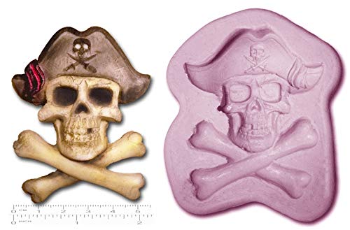 Moldes de silicona para decoración de tartas, PIRATE SKULL and BONE Jolly Roger Medium