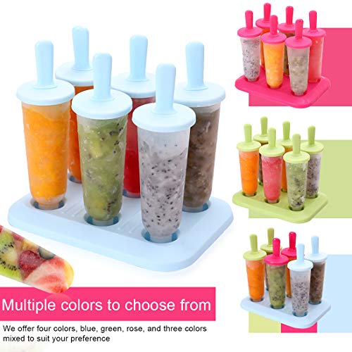 Moldes para Helados, 6 Ice Cream Pop Moldes Helados Popsicle Moldes Frozen Ice Cream Pop BPA Grado Alimenticio para Mujeres, Hombres, Niños, Bebés y Adultos, Azul