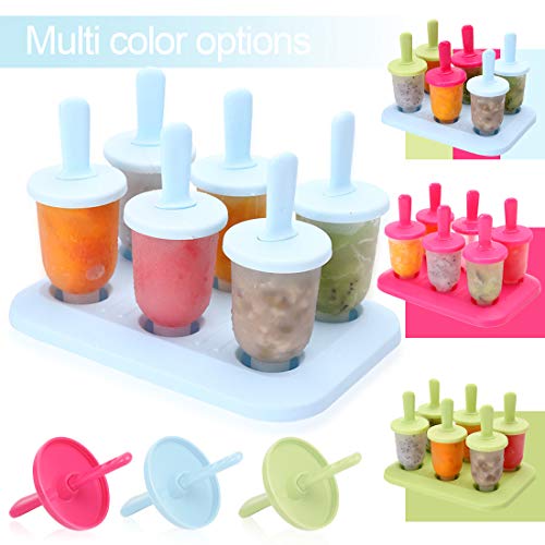 Moldes para Helados, 6 Mini Fabricantes Paletas Heladas Popsicle Reutilizable Moldes Frozen Ice Cream Pop, BPA Grado Alimenticio para Niños, Bebés y Adultos, Azul