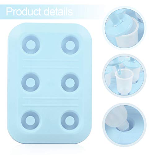 Moldes para Helados, 6 Mini Fabricantes Paletas Heladas Popsicle Reutilizable Moldes Frozen Ice Cream Pop, BPA Grado Alimenticio para Niños, Bebés y Adultos, Azul