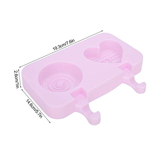 Moldes para Helados, Moldes para Paletas de Silicona de Grado Alimenticio, Lindo Fabricante de Moldes para Hacer Hielo en el Hogar para Barra de Hielo, PudíN (Rosa)(2 rejillas amor en forma redonda)