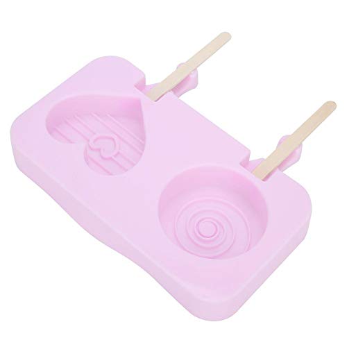 Moldes para Helados, Moldes para Paletas de Silicona de Grado Alimenticio, Lindo Fabricante de Moldes para Hacer Hielo en el Hogar para Barra de Hielo, PudíN (Rosa)(2 rejillas amor en forma redonda)