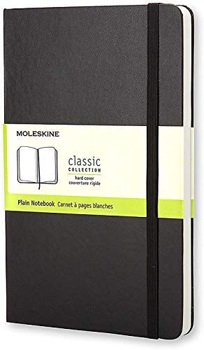 Moleskine - Cuaderno Clásico con Páginas Lisas, Tapa Dura y Goma Elástica, Color Negro, Tamaño Grande 13 x 21 cm, 240 Páginas