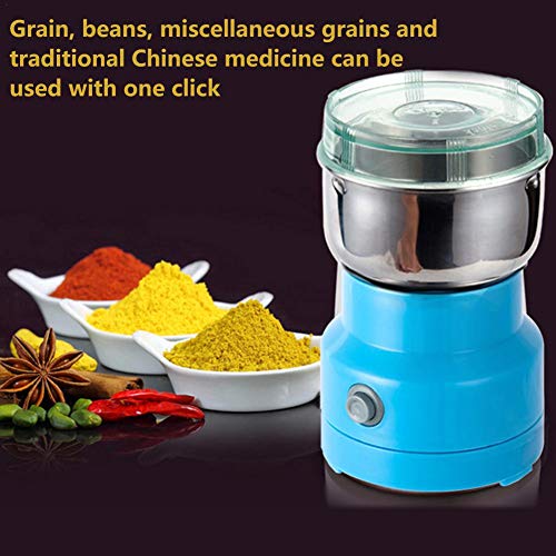 Molinillo de grano eléctrico, 150W Molinillo de café multifunción Food Spice Mill Aplastar la máquina Para hierbas caseras/especias/nueces/granos/molienda de granos de café (Azul)