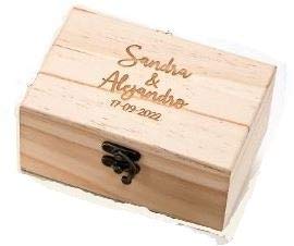 Momparler1870 Pack Especial Bodas Personalizado - Conjunto de Caja de Madera para Arras y Bastidor para alianzas *Rustic Brown*