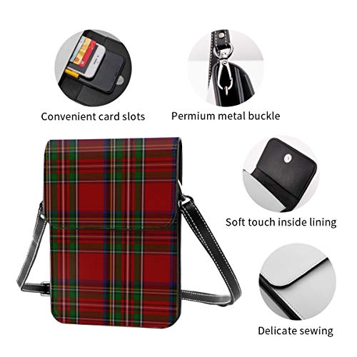 Monedero para teléfono celular, elegante Royal Stewart Tartan Plaid pequeño Crossbody Bag Mini bolso para teléfono celular pasaporte con correa ajustable para el hombro