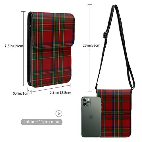 Monedero para teléfono celular, elegante Royal Stewart Tartan Plaid pequeño Crossbody Bag Mini bolso para teléfono celular pasaporte con correa ajustable para el hombro