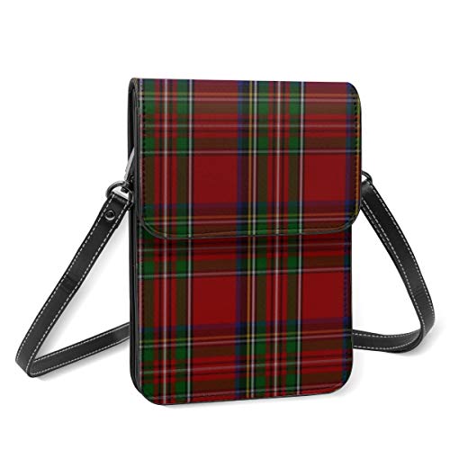 Monedero para teléfono celular, elegante Royal Stewart Tartan Plaid pequeño Crossbody Bag Mini bolso para teléfono celular pasaporte con correa ajustable para el hombro