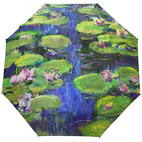 Monet Pintura Paraguas a Prueba de Viento Auto Abrir Cerrar 3 Sombrilla plegable-W3-632
