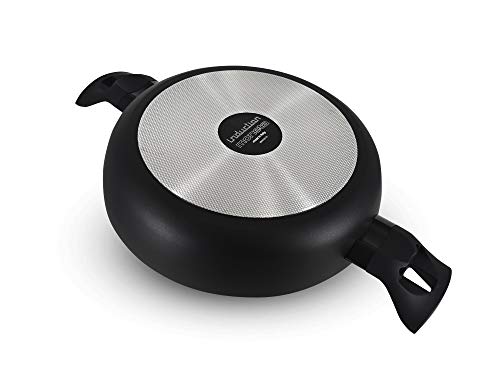 Moneta Nova cacerola baja con tapa, aluminio, Negro, 24 cm, para todo tipo de cocinas incluida inducción