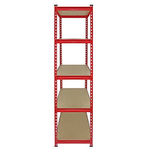 Monster Racking - 4 Estanterías Z-Rax de Acero Sin Tornillos Rojas 90cm x 45cm x 183cm