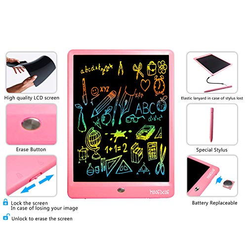 Mooedcoe Tableta de Escritura para Niños LCD 10 Pulgadas, Tableta de Escritura Borrado Parcial con Memoria - Tableta Escritura LCD Digital