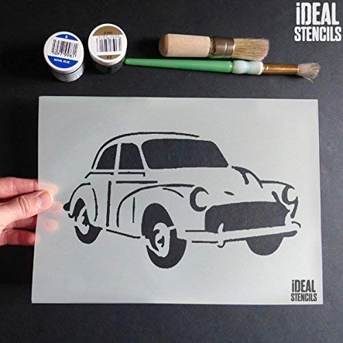 Morris Minor Coche Plantilla, Decoración Casera de Pared, Artesanía Pintura Impresión - Pintura Paredes Telas Muebles - Reutilizable Lavable - L/ 31X54CM