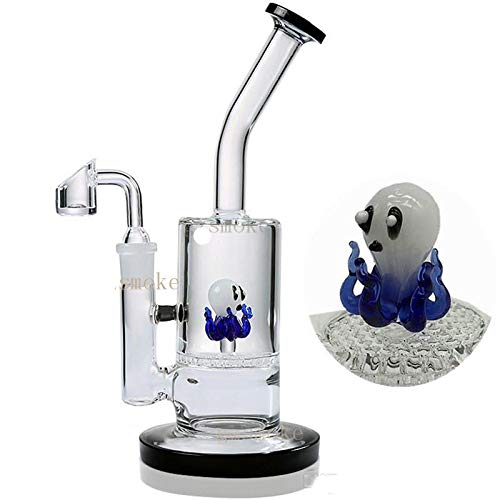 Mosi Mimi Animal Glass Bong Dab Rig Tubos de Agua Bongs Gruesos Honeycomb Perc Pipe Bowl Cuarzo Banger Cera Plataformas petroleras Bongs embriagadores (Blue)